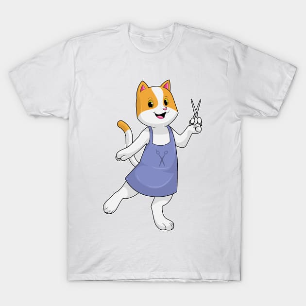 Cat as Hair stylist with Scissors T-Shirt by Markus Schnabel